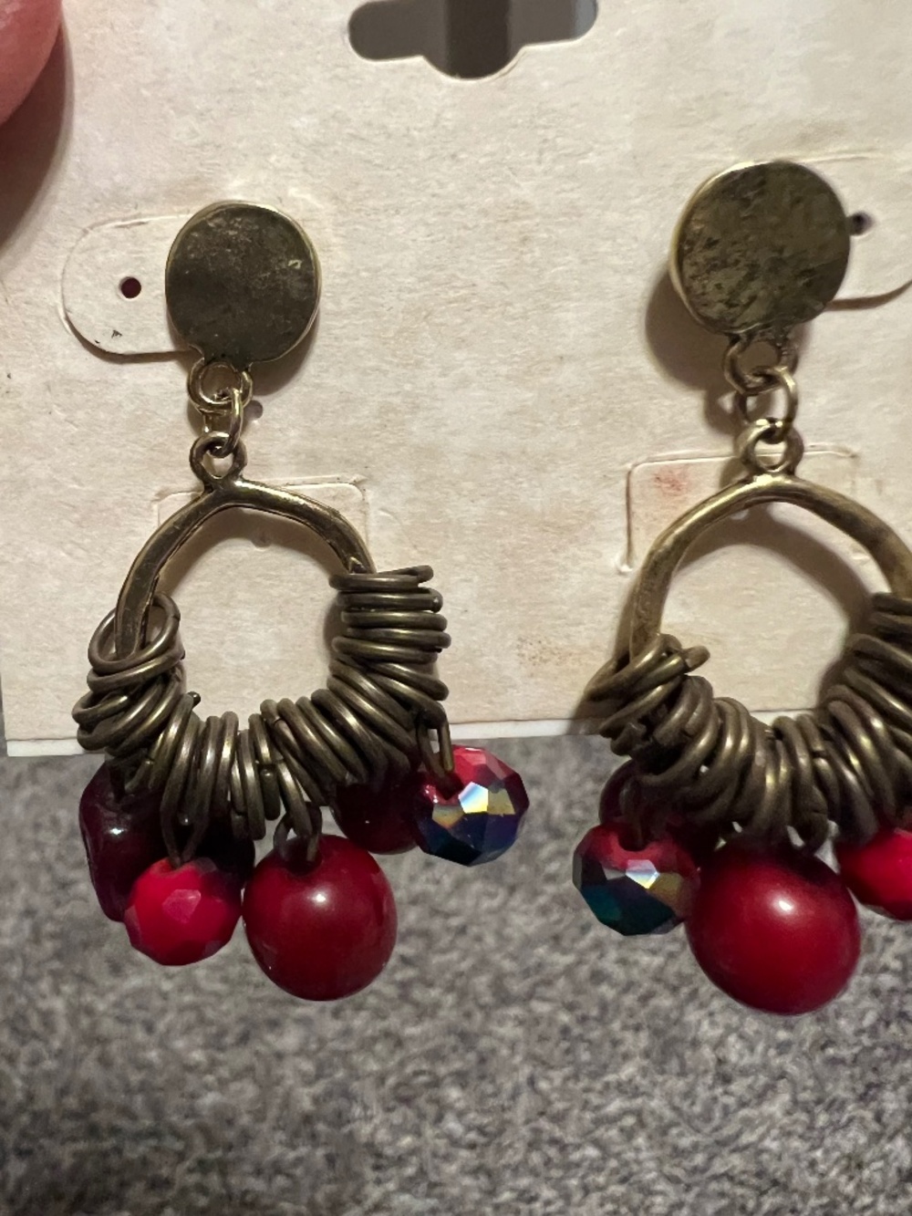 Dark red stone earring NWT